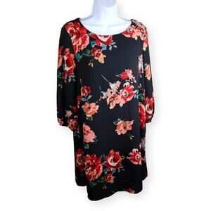 Anthropologie Everly Shift Dress Womens M Floral 3/4 Sleeve